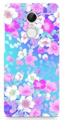 Голубой чехол для девушки на Xiaomi Redmi 5 Цветы