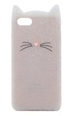 Котик з вусиками iPhone 6 / 6s plus білий силікон з блискітками