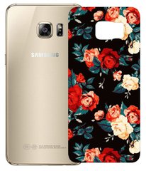 Черный чехол для девушки на Samsung S7 edge Цветы