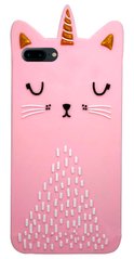 Бампер чехол с Кошечкой Единорог для iPhone 7 plus Розовый