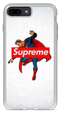 Белый чехол с логотипом Суприм на iPhone 7 plus Бэтмен
