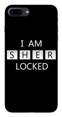 Чорний чохол з написом на iPhone 8 plus I am sher locked
