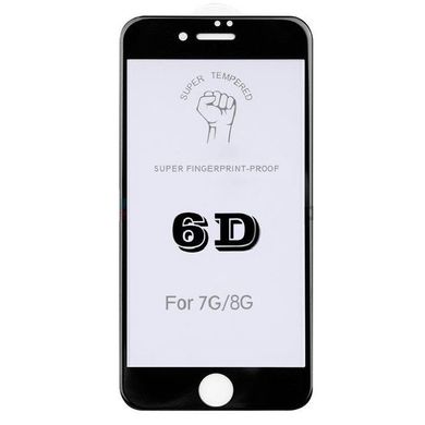 Черное защитное стекло для iPhone 8 6D