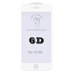 Белое защитное 6D стекло на iPhone 8