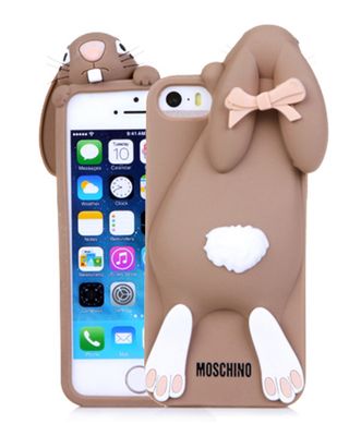 Силиконовый коричневый кролик Moschino iPhone 5 / 5s / SE