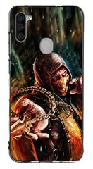 Стильный мужской бампер для Samsung A11 Mortal Kombat Скорпион