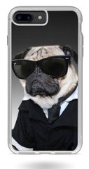 Чохол Мопс у чорному для iPhone 8+