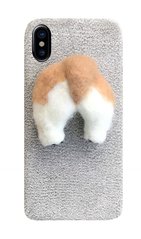 Серая накладка щенок корги из силикона iPhone X
