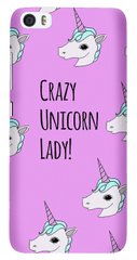 Розовый чехол для Xiaomi Mi5 Crazy unicorn lady