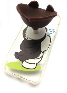 Прозрачный силиконовый чехол для iPhone 6 / 6s Мишка попсокет