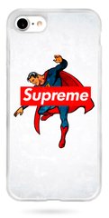 Белій чехол с логотипом Суприм для iPhone 7 Супермен