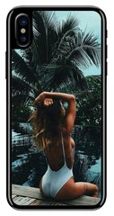 Летний силиконовый бампер - девушка на пляже для iPhone X / 10