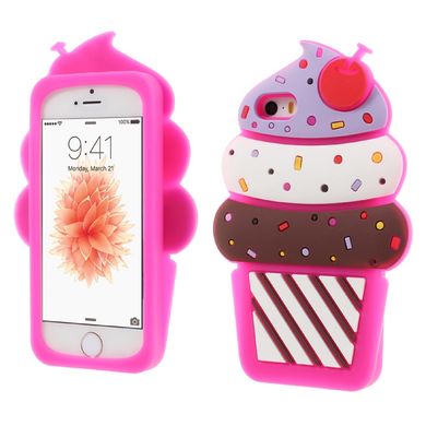 Силиконовый чехол мороженое iPhone 5 / 5s ярко розовый