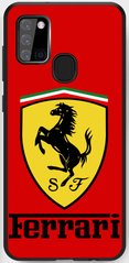 Красный чехол для Самсунг А21с А217 с лого Ferrari