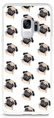 Белый чехол стикер для Galaxy S9 Мопсы