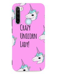 Розовый чехол для Xiaomi Note 8 ( Сяоми Ноут 8 ) Crazy unicorn lady