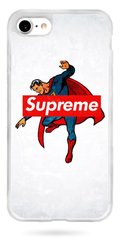 Белій чохол з логотипом Суприм для iPhone SE 2 Супермен