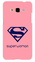 Чехол накладка с надписью Супервумен на Galaxy Grand Prime Розовый