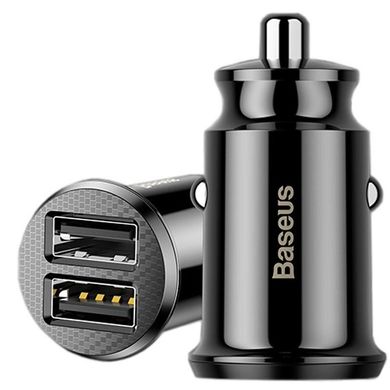 Потужна авто зарядка BASEUS Grain Car Charger на 2 USB порту 3,1A Black