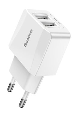 Быстрое зарядное устройство Baseus Mini Dual-U Charger (EU) 2.1A White