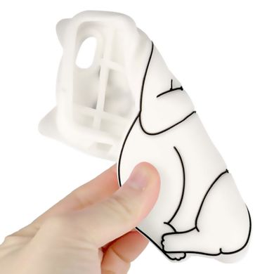 Белый силиконовый чехол Котик с факами на iPhone 6 plus