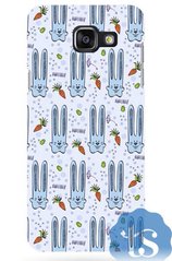 Голубой чехол стикер на Samsung A710F Кролики