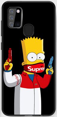 Черный  чехол для Samsung A21S c лого Барт Supreme