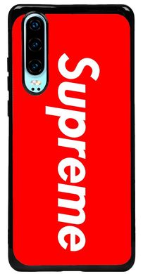 Червоний чохол на Huawei P30 Логотип Supreme