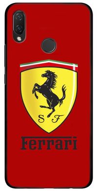 Красный чехол для Huawei P Smart Plus  Логотип Ferrari