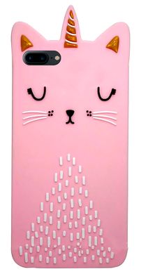 Бампер чехол с Кошечкой Единорог для iPhone 7 plus Розовый