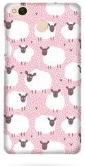 Чехол стикер с овечками на Ксиаоми ( Xiaomi Redmi ) 4x розовый