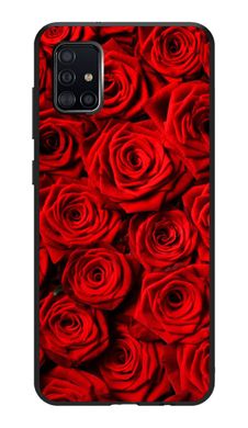Красный женский чехол с розами для Samsung Самсунг Galaxy A51 A515
