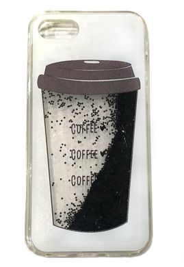 Черный чехол глиттер Кофе для iPhone 7 Плавающие блестки