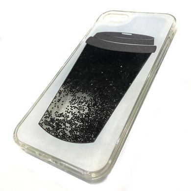 Черный чехол глиттер Кофе для iPhone 7 Плавающие блестки
