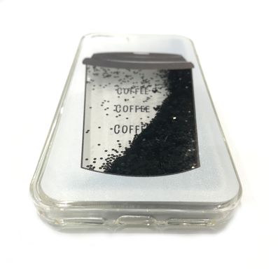 Чорний чохол глиттер Кава для iPhone 7 Плаваючі блискітки