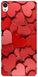 Красный чехол с Сердечками на Sony Xperia M4 aqua ( Е2312 )