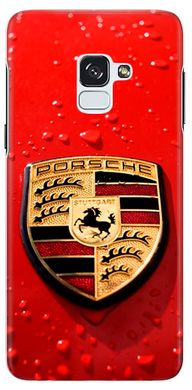 Красный чехол для Samsung A8 plus 18 ( A730 ) Логотип Porsche