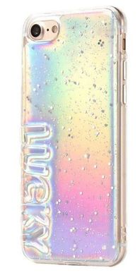 Силиконовый прозрачный чехол голограмма Lucky iPhone SE 2020 с блестками