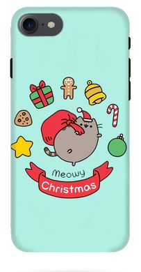 Подарочный бампер на Рождество на iPhone 8 Котик Пушин