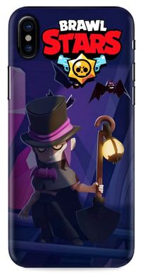 Фиолетовый чехол с Мортисом на iPhone ( Айфон ) Х / 10 Бравл Старс