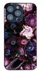 Чехол для iPhone 14 pro яркие цветы на темном фоне
