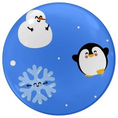 Яркий праздничный попсокет на Новый Год Снеговик и Пингвинчик