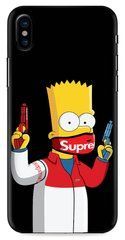 Черный чехол с логотипом Суприм для iPhone ( Айфон xs ) XS Барт Симпсон