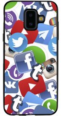 Чехол с логотипами Социальных сетей на Samsung J6 Plus 2018 Дизайнерский