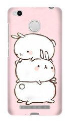 Чехол с кроликами на Ксиоми (Xiaomi) Redmi 3s розовый