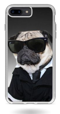Чохол Мопс у чорному для iPhone 7+