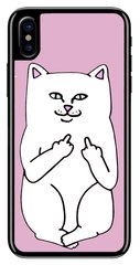 Розовый бампер для iPhone 10 / X Котик факи