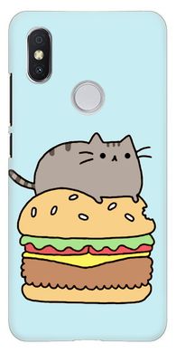 Чохол з Котиком на бургері на Xiaomi Redmi S2 Блакитний