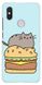 Чехол с Котиком на бургере на Xiaomi Redmi S2 Голубой