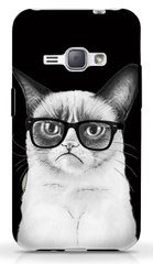 Черный чехол для Samsung Galaxy j110 Грустный котик
